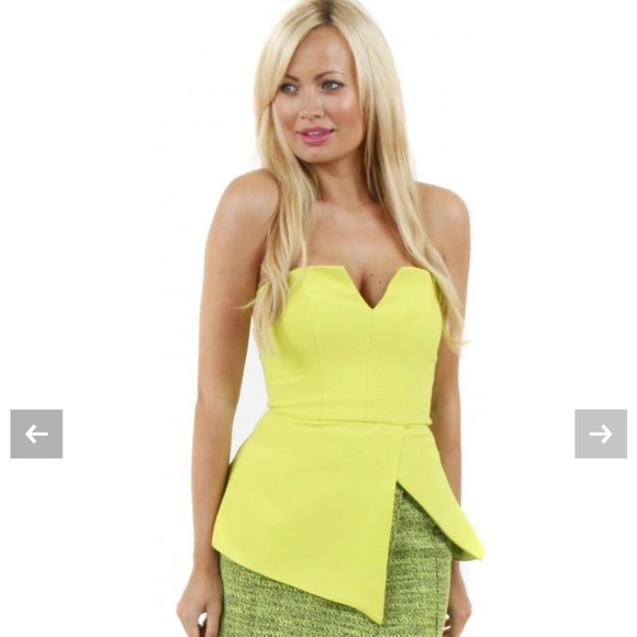 Finders Keepers Lime Green Asymmetrical Strapless Blouse - Picture 4 of 5